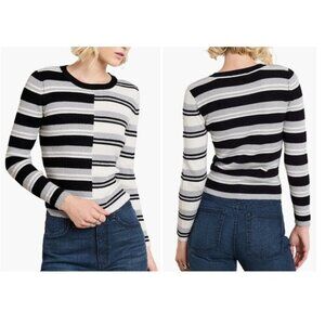Circus NY Women's Colorblock Stripe Rib knit Pullover Sweater